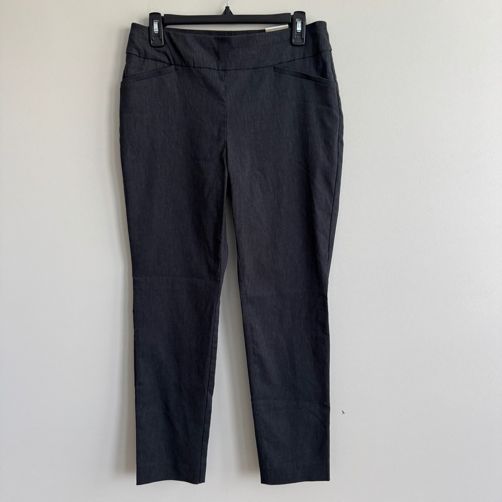 Chicos Perfect Stretch Fab Slim Josie Pant Dark Heather Grey 4 Short NWT